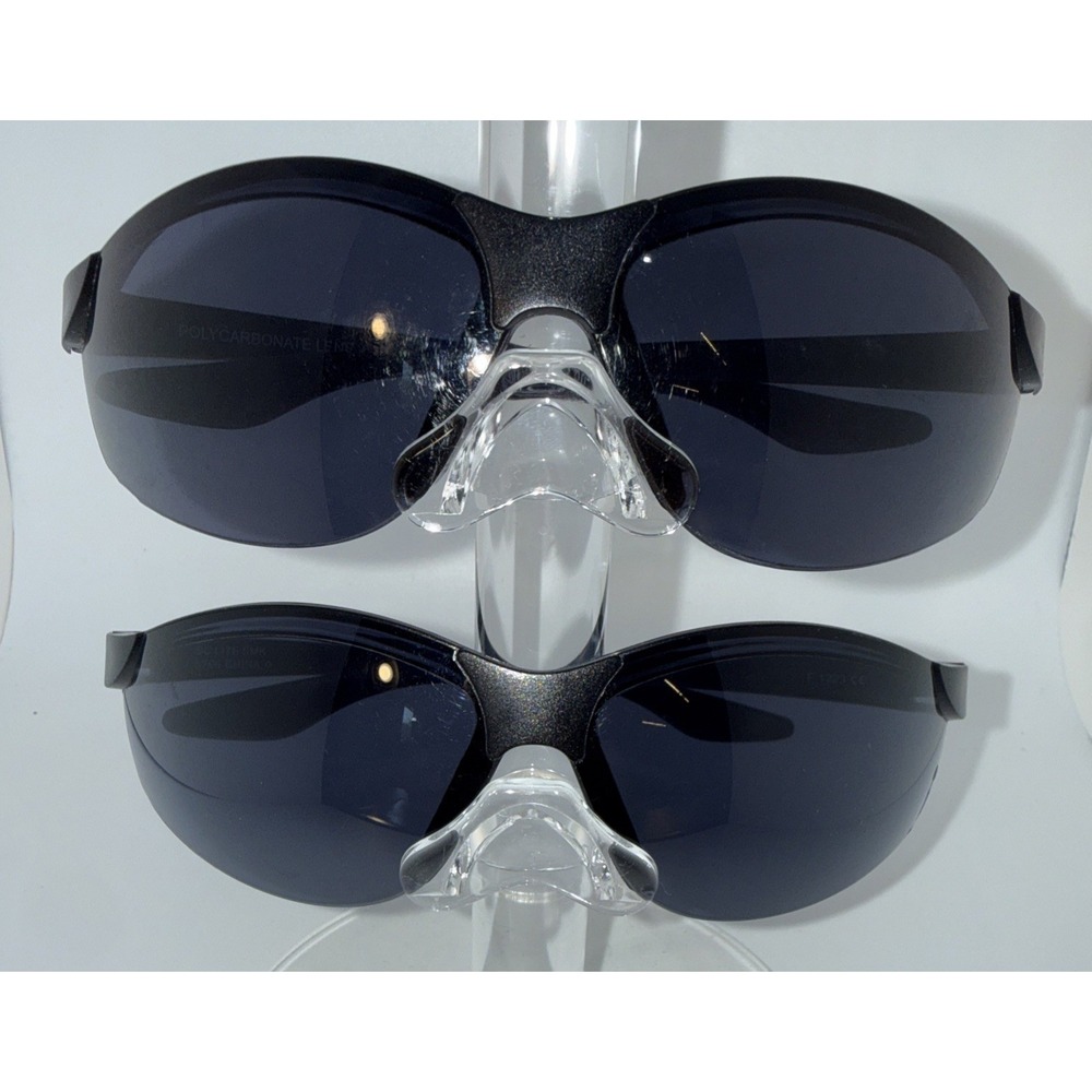 Lot of 2 Authentic Solar Comfort Polycarbonate Sunglasses- 6706 UV Wrap Black - Picture 1 of 13